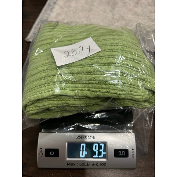 Karen Scott Petite Green Cable Knit 3/4 Sleeve Button Front Sweater Sz P Henley - Picture 9 of 9